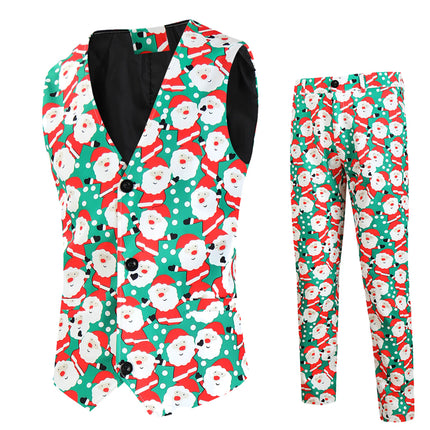 Men's Christmas Printed Vest Suit #2TZMK632 - Suits | Multicolour / M