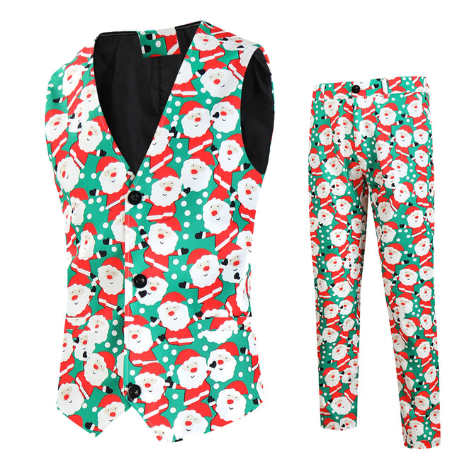 Men's Christmas Printed Vest Suit #2TZMK632 - Suits | Multicolour / M