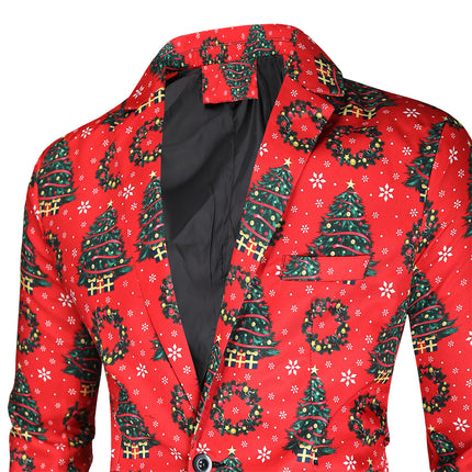 Men's Christmas Print Suit #2TZ35 - Suits | Red / M