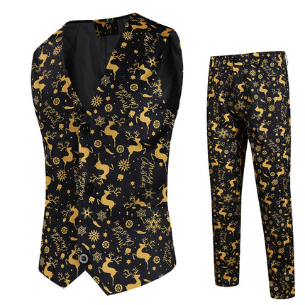 Men's Christmas Printed Vest Suit #2TZMK631 - Suits | Multicolour / M
