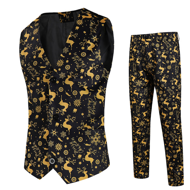 Men's Christmas Printed Vest Suit #2TZMK631 - Suits | Multicolour / M
