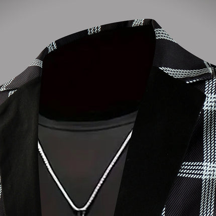 Men's Plaid Blazer - Slim Fit Stylish Checkered Suit Jacket for Parties & Weddings - Blazers | Blue Plaid / M
