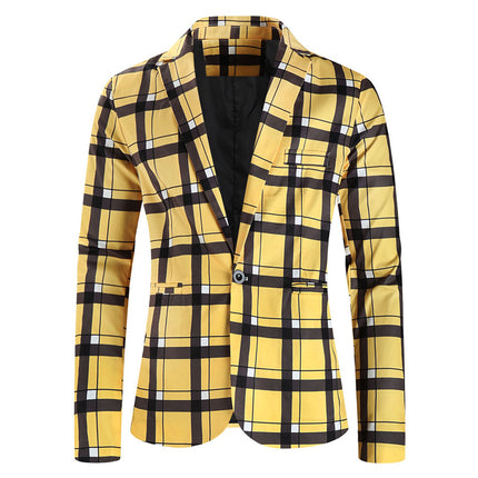 Men’s Checkered Suit #2TZ6020 - Suits | Yellow Plaid / M