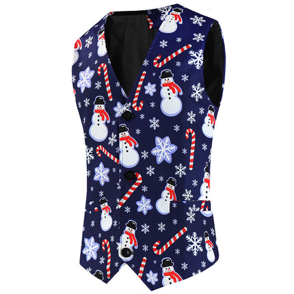 Men's Christmas Printed Vest #MJ656 - Vests | Multicolour / M