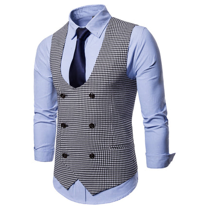 Men's Classic Houndstooth Vest #25061136 - Vests | Black / S