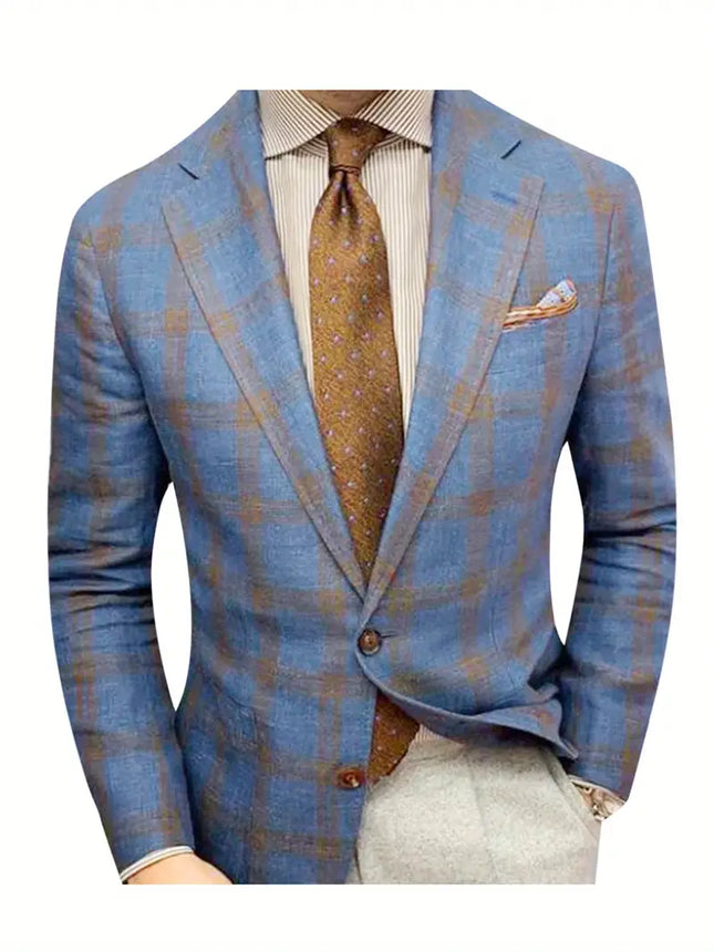 Men's Elegant Plaid Blazer #25060911 - Blazers | Blue / S