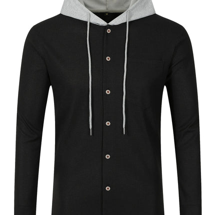 Men's Casual Waffle Hoodie #25703044 - | Black / S