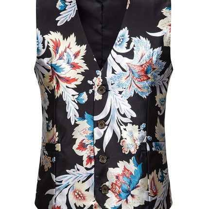 Men's Floral Print Vest #25061767 - Vests | Black / S