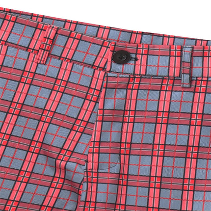 Men's Elegant Plaid Pants #XK6031 - Pants | Burgundy / S