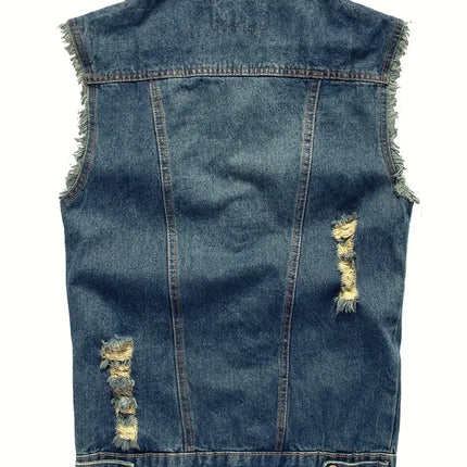 Men's Ripped Denim Vest #25061241 - Vests | Blue / XS