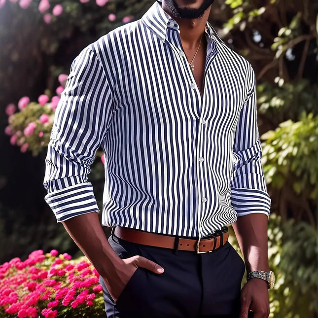 Men's Striped Shirt #25062405 - | Navy Blue / S