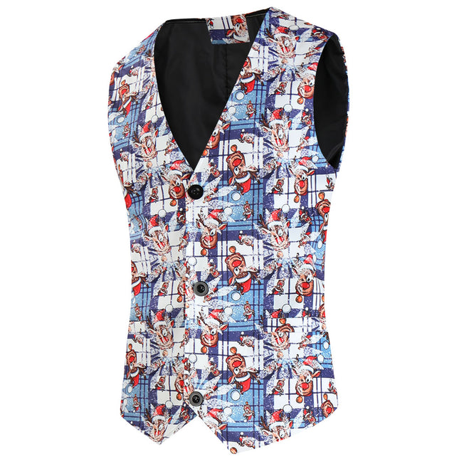 Men's Stylish Printed Vest Suit #2TZMK641 - Suits | Multicolour / M