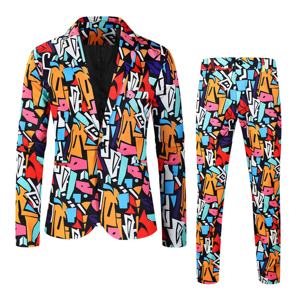 Men's Geometric Print Suit #2TZ-XX176