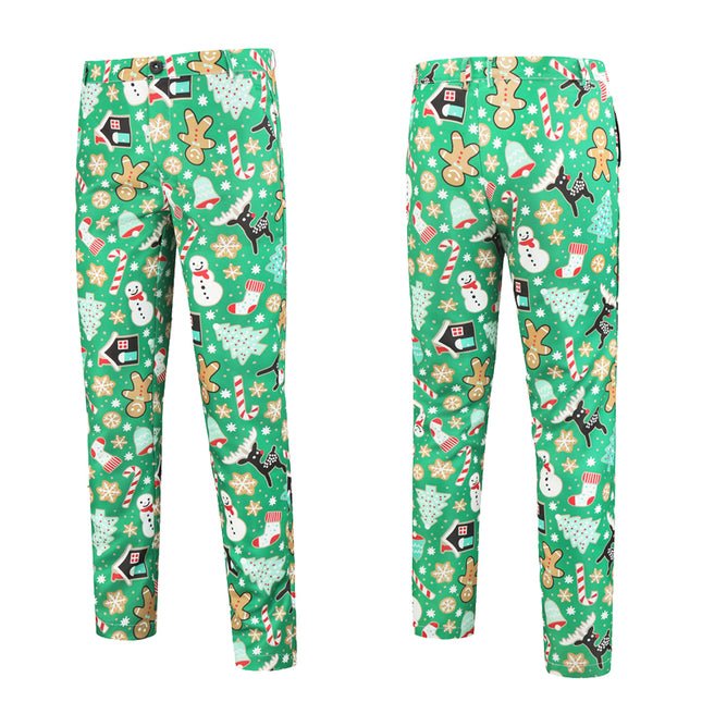 Men's Christmas Bright Printed Pants #XK31 - Pants | Green / M