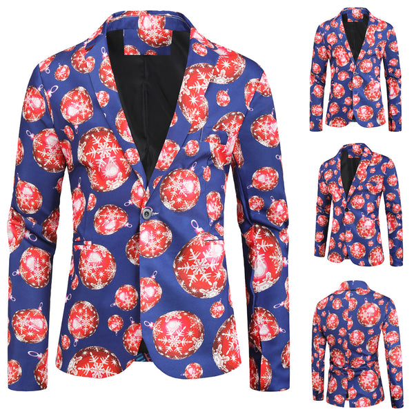 Men's Christmas Bold Print Blazer #X29