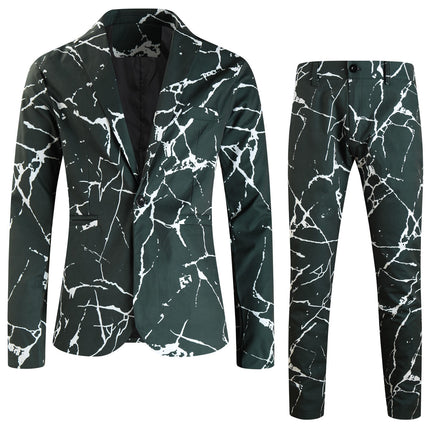 Men's Print Suit #2TZ2502 - Suits | Black / M