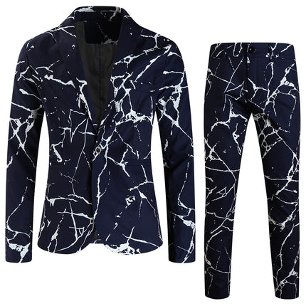 Men's Print Suit #2TZ2502 - Suits | Black / M