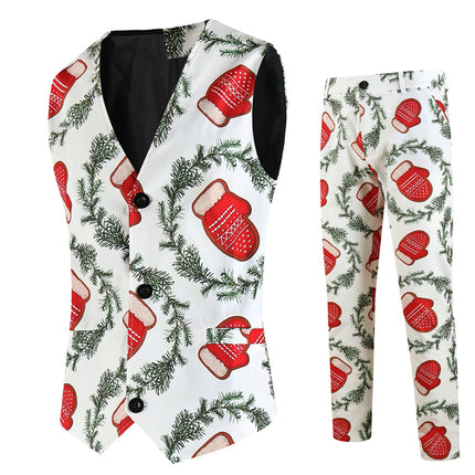 Men's Christmas Gloves Vest Suit #2TZMK651 - Suits | Multicolour / M