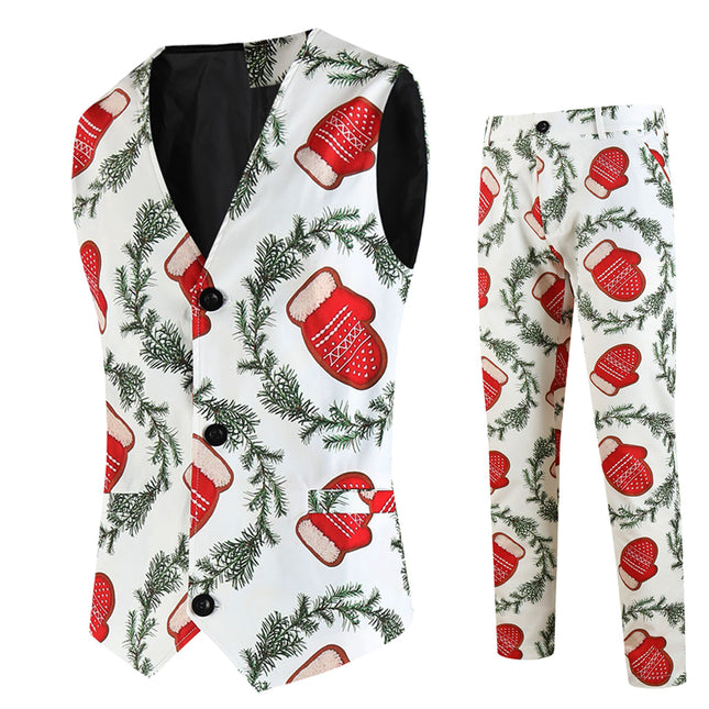Men's Christmas Gloves Vest Suit #2TZMK651 - Suits | Multicolour / M