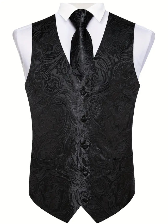 Men's Vest Tie Handkerchief Set #25061019 - Vests | Color1 / S