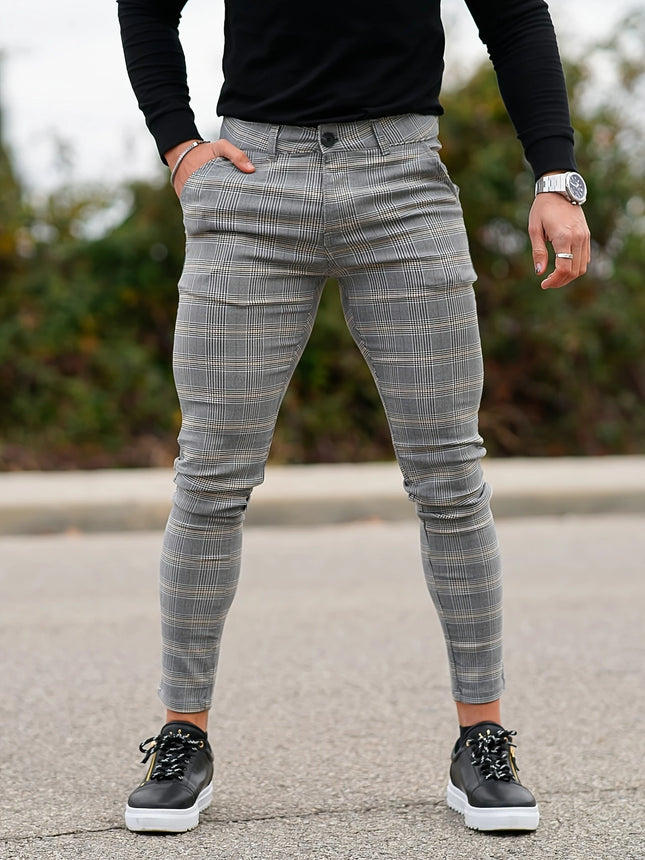 Men's Elegant Plaid Pants #25627023 - Pants | Gray / 28