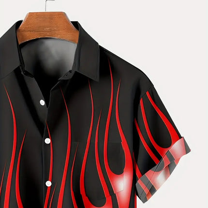 Men's Flame Print Shirt #25060916 - | Multicolour / L