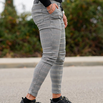 Men's Elegant Plaid Pants #25627023 - Pants | Light Gray / 28