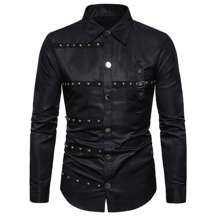 Men's Gothic Rivet Shirt #25625015 - | Black / M