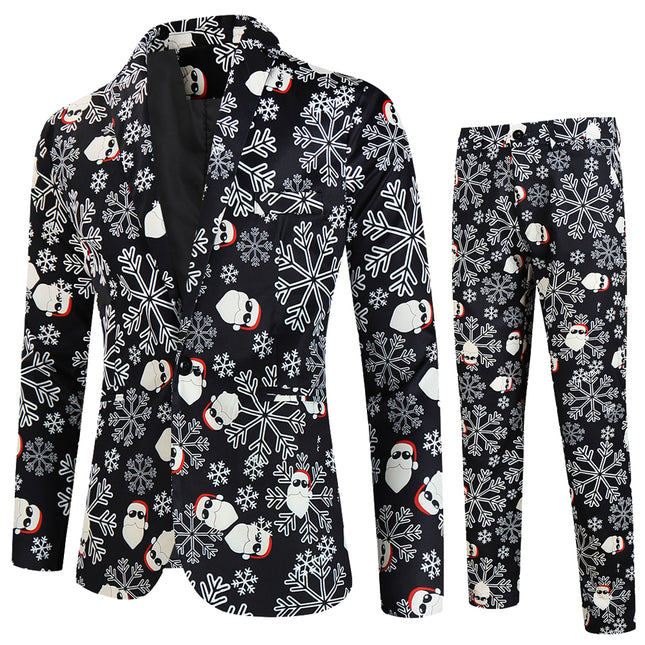 Men's Christmas Printed Suit #2TZ642 - Suits | Black / M