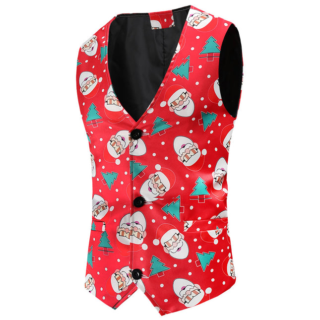 Men's Christmas Printed Vest Suit #2TZMK54 - Suits | Multicolour / M