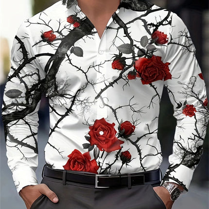 Men's Rose Print Shirt #25630031 - | Multicolour / M
