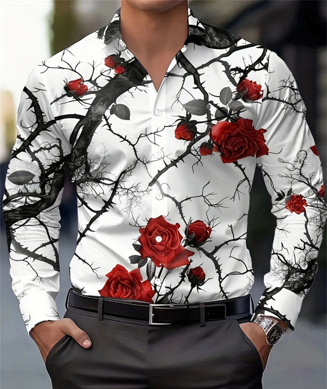 Men's Rose Print Shirt #25630031 - | Multicolour / M