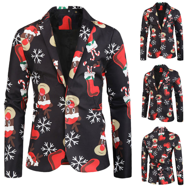 Men's Christmas Print Blazer #X25