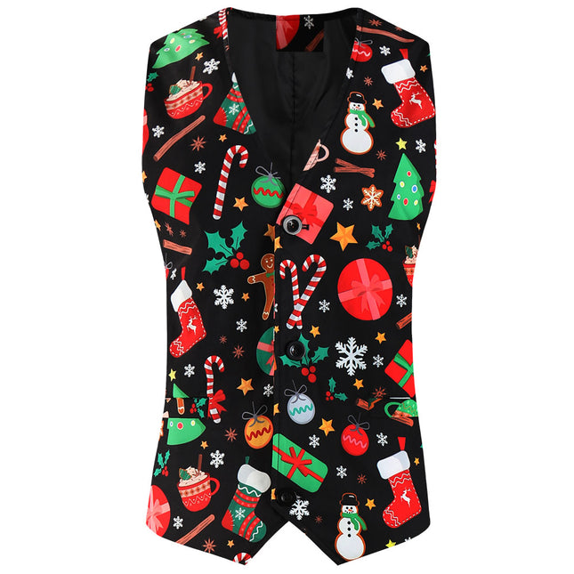 Men's Christmas Printed Vest Suit #2TZMK655 - Suits | Multicolour / M