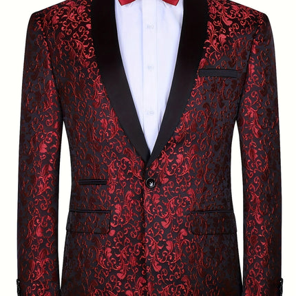 Men's Jacquard Weave Blazer #25060707 - Blazers | Burgundy / XS