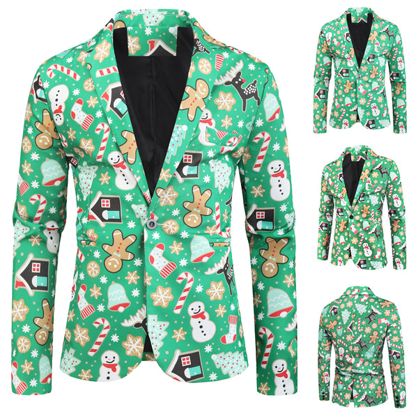 Men's Christmas Print Blazer #X31