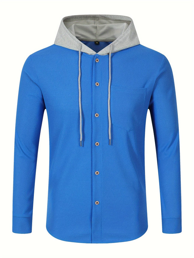 Men's Casual Waffle Hoodie #25703044 - | Blue / S