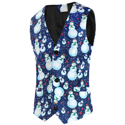 Men's Christmas Snowman Vest Suit #2TZMK645 - Suits | Blue / M