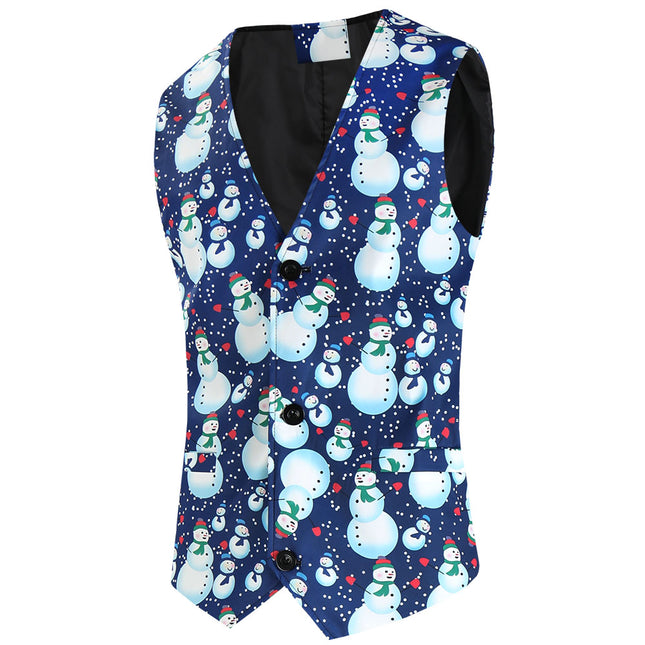 Men's Christmas Snowman Vest Suit #2TZMK645 - Suits | Blue / M