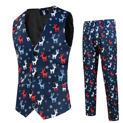 Men's Christmas Elk Vest Suit #2TZMK633 - Suits | Multicolour / M
