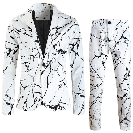 Men's Print Suit #2TZ2502 - Suits | Black / M