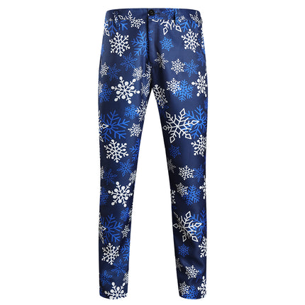 Men's Snowflake Print Pants #XK36 - Pants | Blue / M