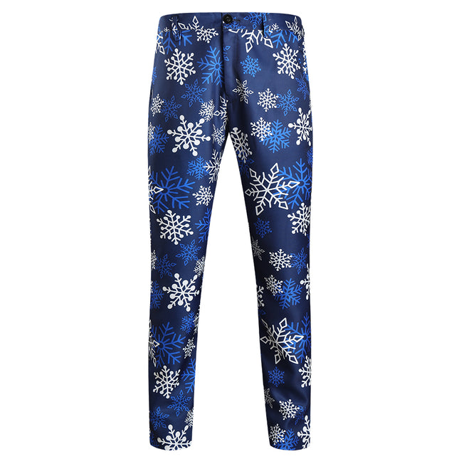 Men's Snowflake Print Pants #XK36 - Pants | Blue / M