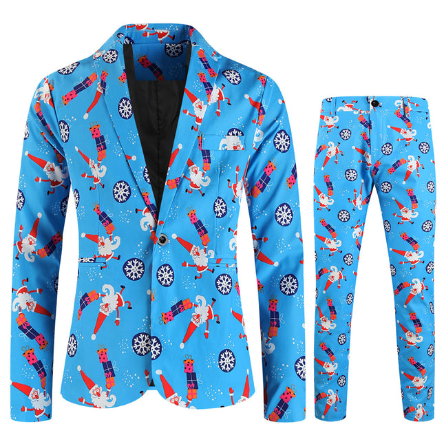 Men's Fresh Printed Suit #2TZ652 - Suits | Blue / M