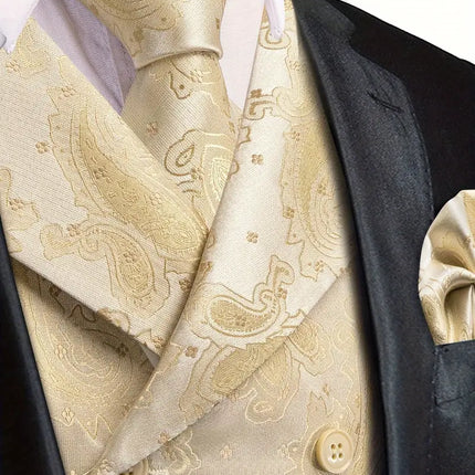 Men's Vest Tie Handkerchief Set #25061020 - Vests | Light Yellow / S