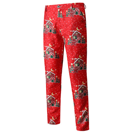 Men's Christmas Printed Vest Suit #2TZMK48 - Suits | Red / M