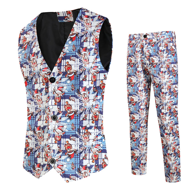 Men's Stylish Printed Vest Suit #2TZMK641 - Suits | Multicolour / M