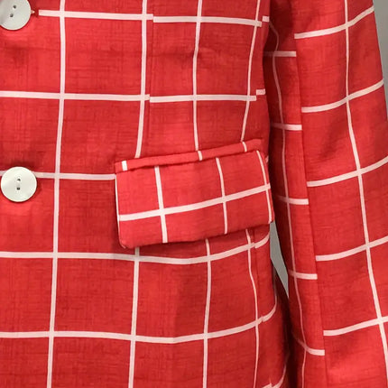 Men's British Style Plaid Blazer #25061022 - Blazers | Red / M