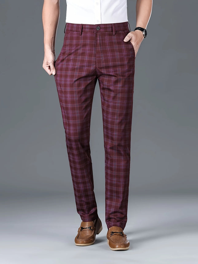 Men's Classic Plaid Pants #25627027 - Pants | Burgundy / 30