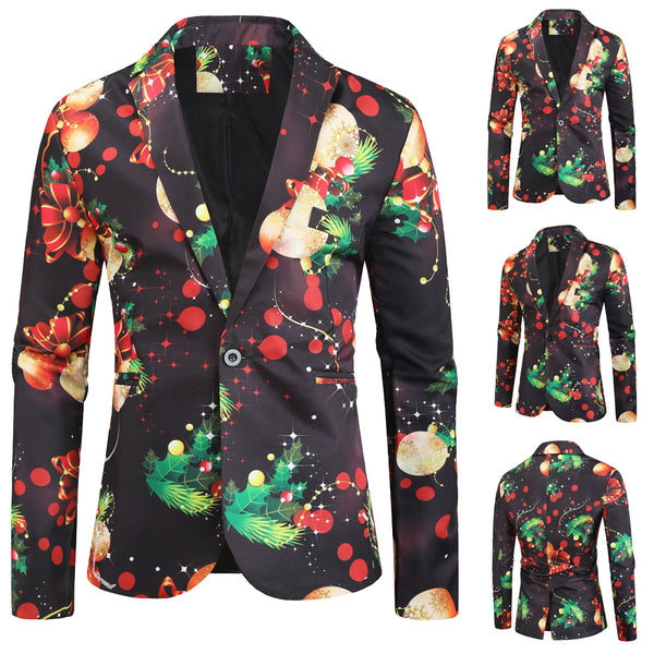 Men's Christmas Print Blazer #X28